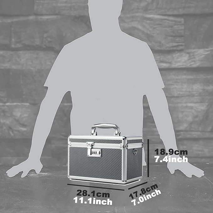 Storage Lock Box with Combination code, Lockable Medicine Storage Case, Empty First Aid Box, Security Lock Box, Multipurpose Lockbox for Home and Outdoor Use (Gray, Medium)