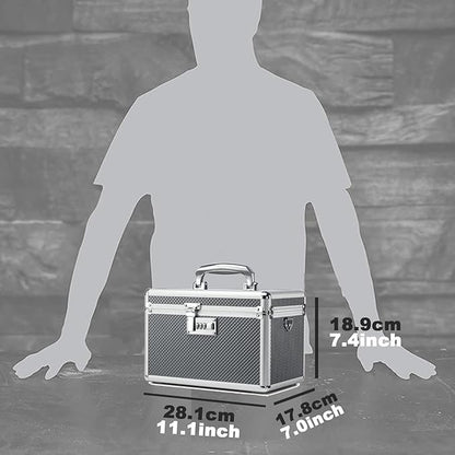 Storage Lock Box with Combination code, Lockable Medicine Storage Case, Empty First Aid Box, Security Lock Box, Multipurpose Lockbox for Home and Outdoor Use (Gray, Medium)