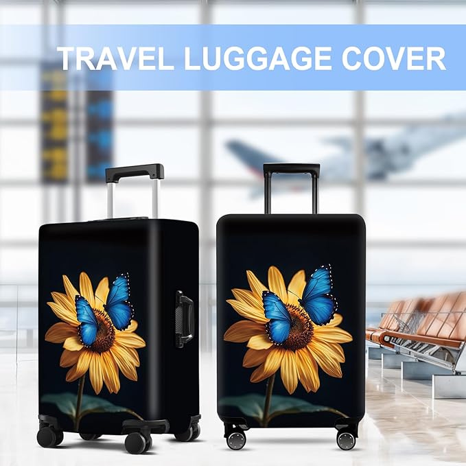 Luggage Cover Washable Suitcase Protector Anti-scratch Suitcase cover Fits 20-34 Inch Luggage (Sunflower, S(20-22inch suitcase))