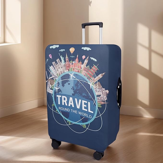 WUJIAONIAO Travel Luggage Cover Baggage Suitcase Cover Protector Skins 18-32 Inch (A9 TRAVEL, L (for 25-28 inch luggage))