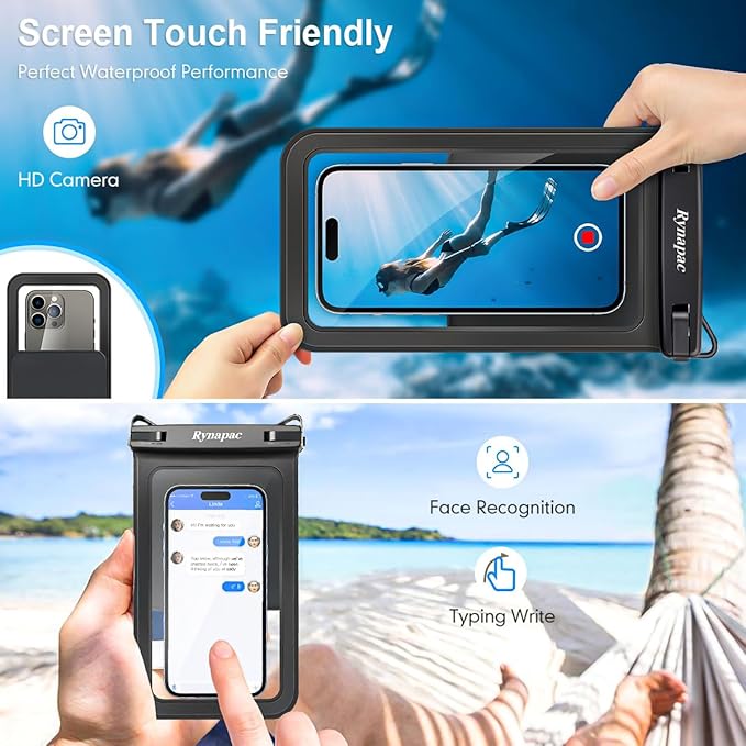 Double Space Waterproof Phone Pouch, 2 Pack Waterproof Phone Case with Lanyard for iPhone 15 Pro Max Galaxy S23 Pixel 7a up to 8.5’’, Cellphone Dry Bag for Beach Vacation