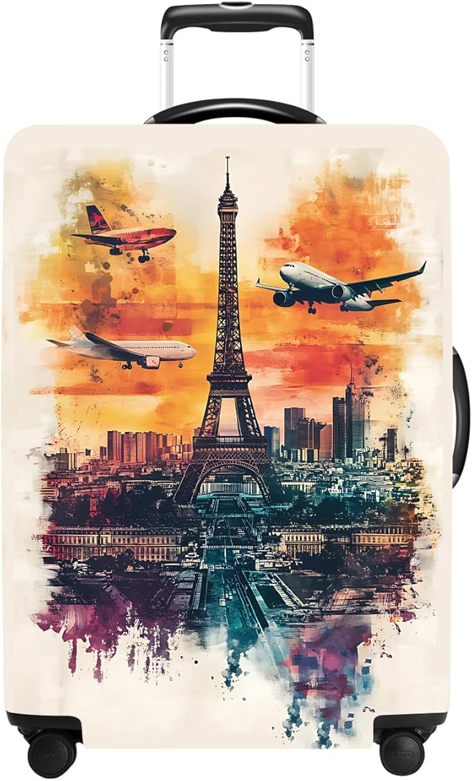Luggage Cover Washable Suitcase Protector Anti-scratch Suitcase cover Fits 20-34 Inch Luggage (Tower-1, L(28-30inch suitcase))