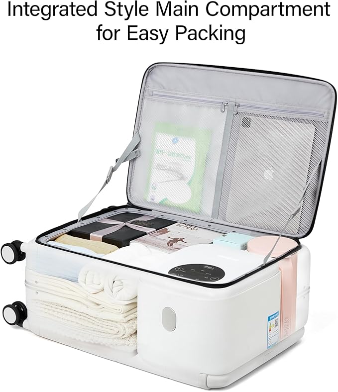 Hanke Top Opening Carry On Luggage, 20 Inch Zipperless Aluminum Frame Wide Handle Luggage, All-PC Hard Shell Trunk Suitcase with Spinner Wheels, TSA Airline Approved (Jet Black, 40L)
