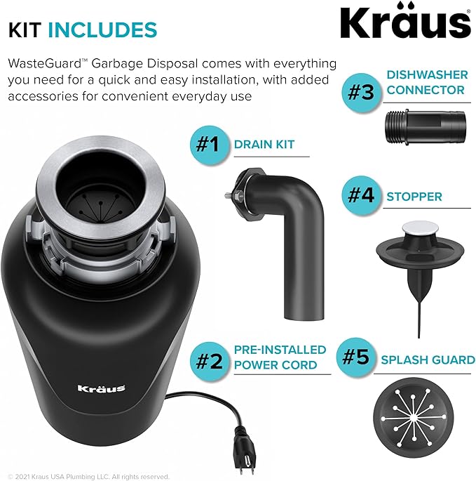 KRAUS Bellucci Workstation 32 in. Undermount Granite Composite Single Bowl Kitchen Sink in White with Accessories with WasteGuard™ Continuous Feed Garbage Disposal, KGUW1-33WH-100-75MB