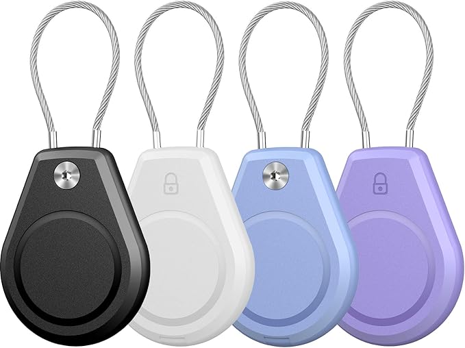 4 Pack Waterproof Secure Holder for AirTag Accessories, Anti-Theft Track Case with Steel Cable, Ultra Durable Scratch-Resistant Cover -Compatible with Apple AirTag for Keychain,Car,Bike,Luggage, Pet