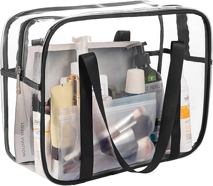 Clear Toiletry Bag Thick Transparent Cosmetic Bag Waterproof Makeup Artist Large Bag Diaper Case Luggage Organizer Storage Easy Clean Large