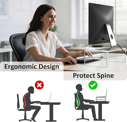Acrylic Monitor Stand Riser, 2 Tier Clear Computer Monitor Stand for Home Office Business, PC Desk Stand Monitor Riser for Keyboard Storage, Laptop, Printer and TV Screen -12x7.2x5.12 inches
