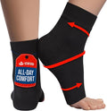 KEMFORD Ankle Compression Sleeve - 2-Pack, Plantar Fasciitis Braces - Open Toe Compression Socks for Swelling, Sprain, Neuropathy, Foot Arch Support for Men and Women - 20-30mmhg, L, Black
