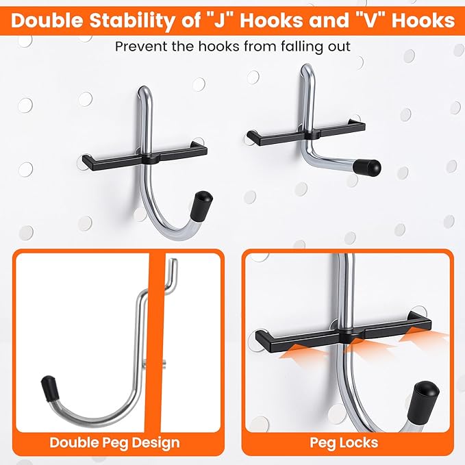 Pegboard Organizer Accessories Kit 264 PCS, Peg Board Hooks Assortment with Bins, Cups, Baskets for 1/4in Pegboard Wall Organizer, Garage Organization, Workbench, Craft Room, Hanging Tools