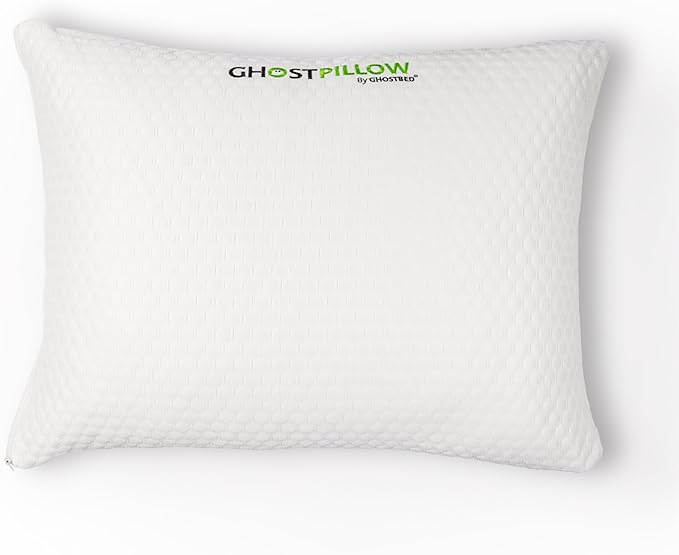 GhostBed Shredded Memory Foam Pillow with Adjustable Gel Memory Foam and Cooling Breathable Cover - Queen Size Shredded Memory Foam Pillows CertiPUR-US Certified 1-Pack