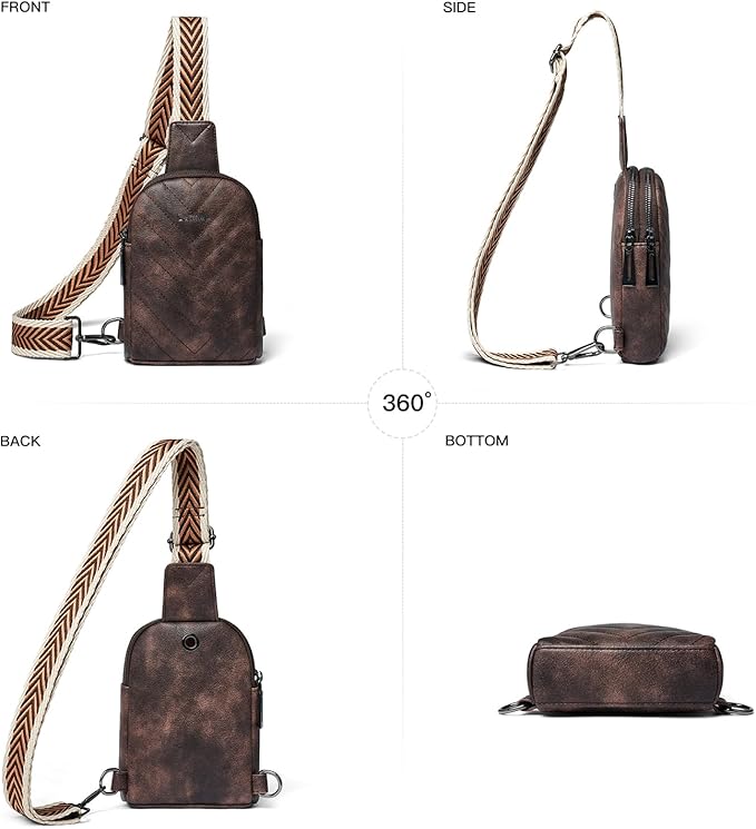 7L Sling Bag for Women Men Leather Small Sling Backpack Daypack Anti Theft Fanny Pack Crossbody Purse Travel