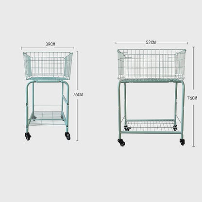 29" Rolling Laundry Cart，Large Capacity Foldable Hamper Basket,MINT Color | Bedroom, Closet Organizer Storage for Home, Dorm(MINT)