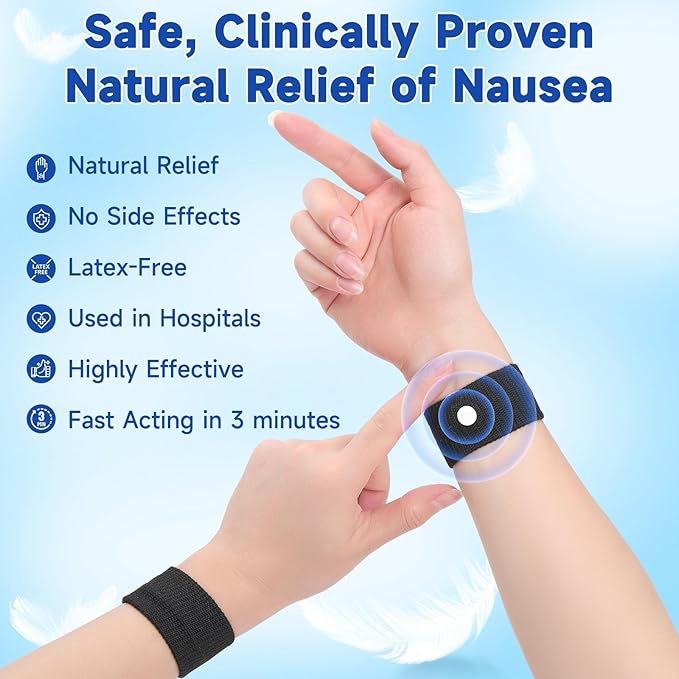 LYJEE Motion Sickness Bands for Adults and Kids Nausea Relief for Pregnant Women Seasickness Wristband for Cruise Ship Essentials