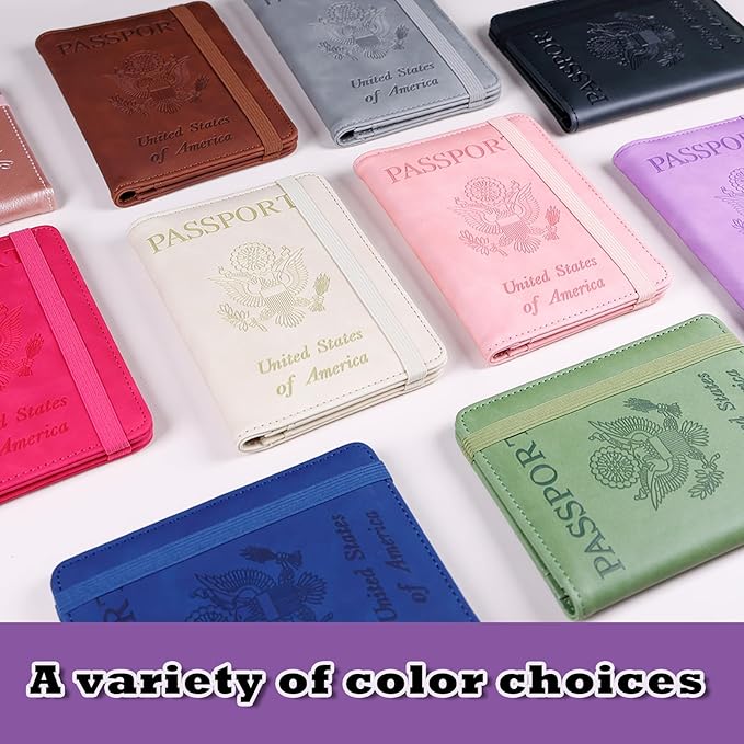 Melsbrinna RFID Passport Holder for Travel, Unisex Adults, Purple, Faux Leather, Travel Wallet, Passport Cover, RFID Protected