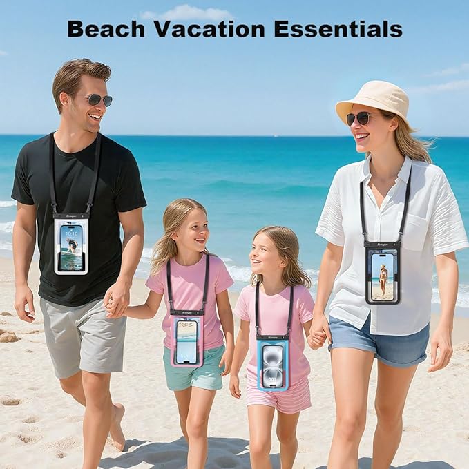 Waterproof Phone Pouch - 8.5in Waterproof Phone Case with Lanyard, IPX8 Cell Phone Dry Bag Beach Essentials for iPhone 16 15 14 Pro Max, Galaxy S25 S24 Ultra, 2 Pack