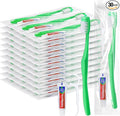 Disposable Toothbrushes with Toothpaste and Floss,30Pcs Green Single Use Individually Wrapped Disposable Travel Toothbrushes and Dental Floss Kit Bulk for Homeless,Airbnb,Hotel,Dentist