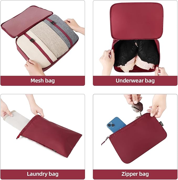 BAGAIL 6 Set/8 Set/10 Set Packing Cubes Various Sizes Packing Organizer for Travel Accessories Luggage Carry On Suitcase