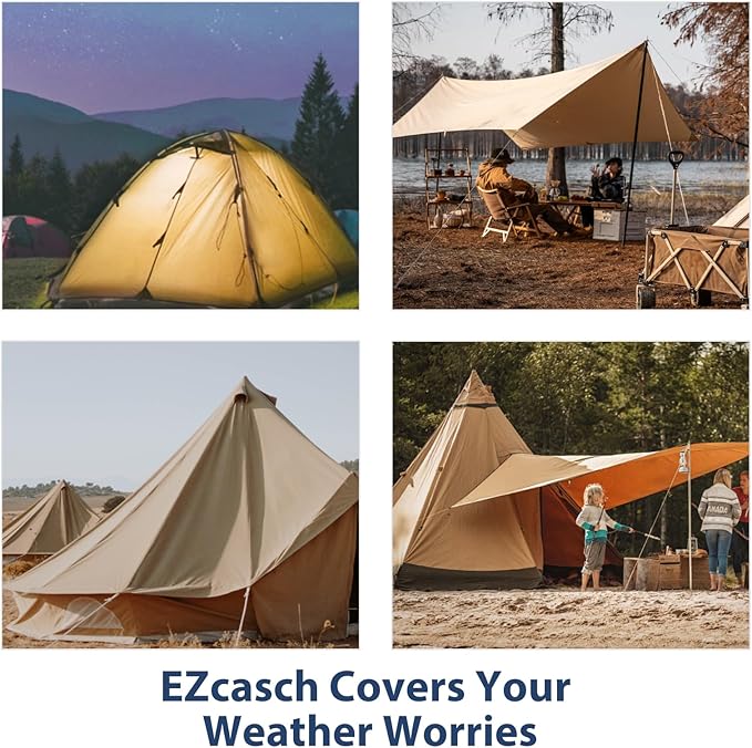 8’x10’ Canvas Tarps Heavy Duty Waterproof Tarpaulins with Aluminum Grommets,UV Resistant, 22Mil Multipurpose Drop Cloth, 14oz Cover Sheet for Outdoor and Indoor Use with Ropes Yellow
