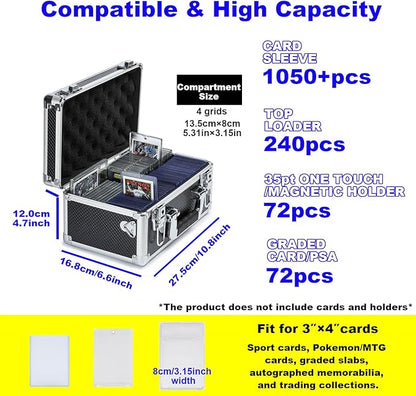 Multi color Card Storage Hard Case, Sports Card Collection Boxes,Trading Cards Cabinet, Card Holder, Toploader Box (Black, Small)