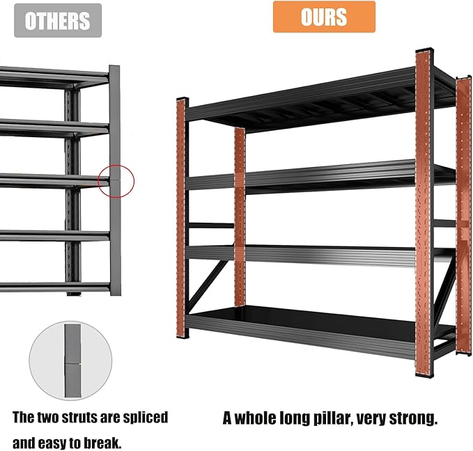 2000LBS Garage Shelving 59" W Heavy Duty Storage Shelves, 4 Tier Industrial Adjustable Metal Shelves, Shelving Units for Garages, Warehouses