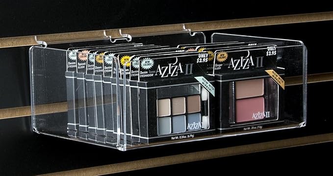 Displays2go Set of 5, Clear Acrylic Bin for Slatwall, Single Compartment, 10" w x 3.75" h x 6.25" d