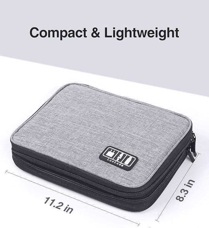 Luxtude Travel Cord Organizer Case, Electronic Organizer Travel Case Large, Cable Organizers Bag, Tech Bag for Cable Storage/Cord Storage/iPad Pro(up to 11")/Wall Charger/Electronics