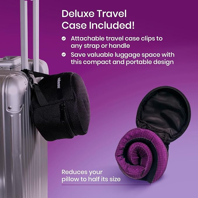 Cabeau Long Haul Flight Cooling Travel Neck Pillow – Evolution Cool – Supportive Memory Foam with Airflow Vents – Compact with Carrying Case (Black)