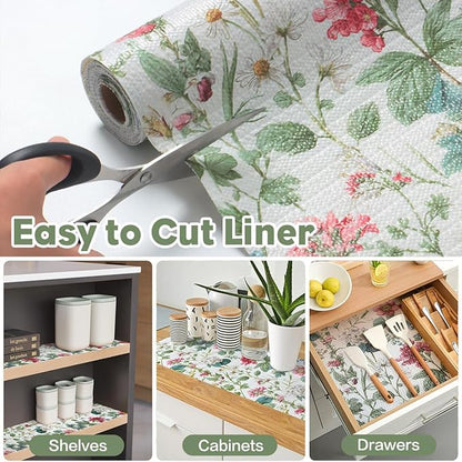 Shelf Liner for Kitchen Cabinets Non Adhesive Drawer Liner,Cabinet Liner for Shelves,Non Slip Kitchen Drawer Liners for Dresser,Waterproof Shelf Paper for Refrigerator,Cupboard,12In x 10FT