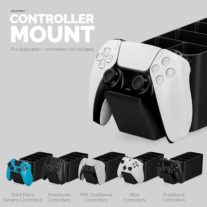 BRAINWAVZ Game Controller, Remote Control Holder & Pen Organizer, Ideal for Side Tables & Desktops (For 3 to 5 Remotes, 1 Game Controller, Pens & Stationery)