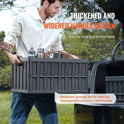 VEVOR 65L Collapsible Storage Bins with Lids 3 Packs, Stackable Utility Crates with Handles, Large Folding Containers for Organizing Tools, Books, Food, Drinks, Camping&Transport