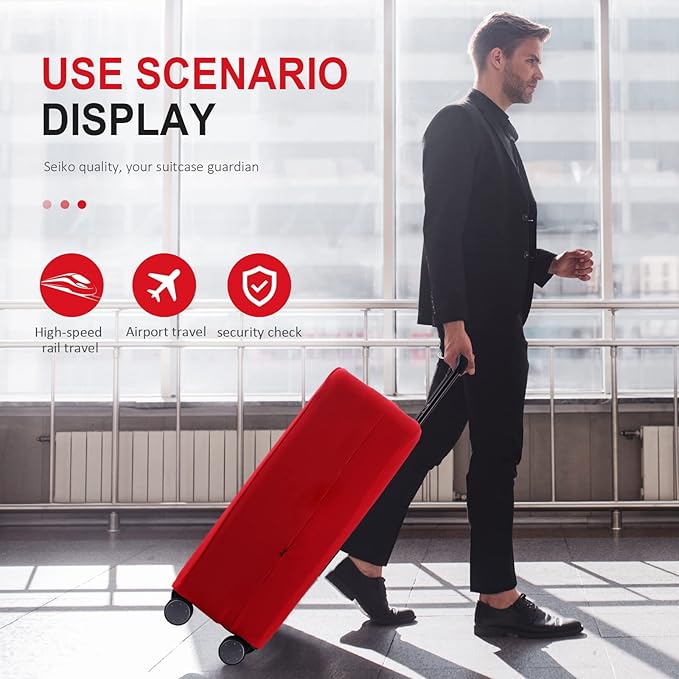 Travel Luggage Cover Suitcase Protector Scratch-Resistant Fit 19-31 Inch Suitcase, Not Included Suitcase (Red, S(19-21 inch))