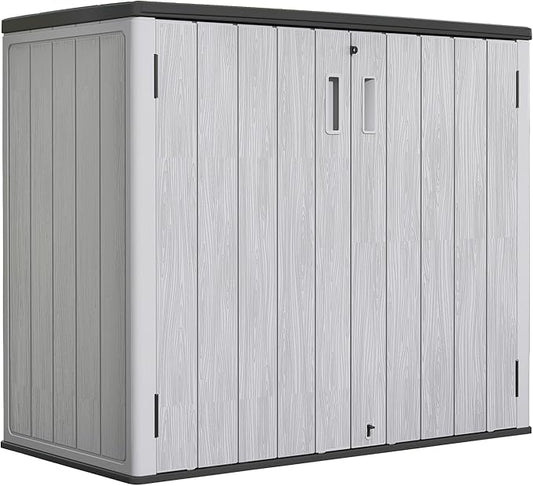 ZZM 37 Cu.ft Outdoor Storage Cabinet with One Tool Kit, Horizontal Storage Shed for Garage, Bike, Garbage Cans, Garden Accessories