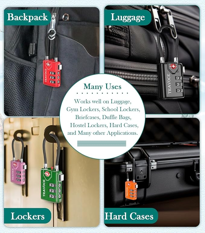TSA Approved Luggage Locks, Travel Locks Which Also Work Great as Gym Locks, Toolbox Lock, Backpack and More, Black 1 Pack