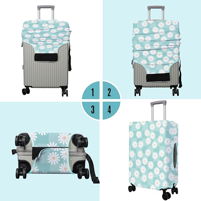Travel Luggage Cover Suitcase Protector Fits 18-32 Inch Wheel Covers PatternedTravel Related Items Flower Luggage Protector Elastic L