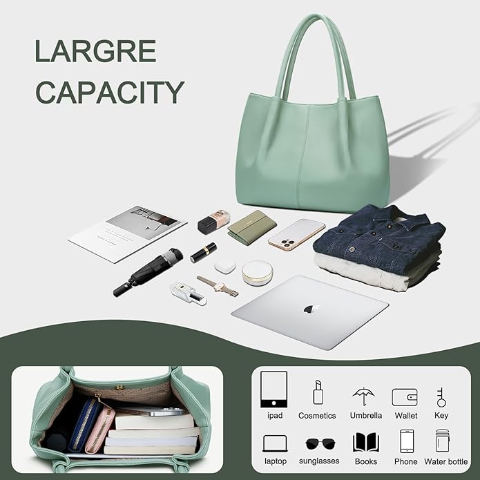 KKXIU Tote Bag for Women Vegan Leather Shoulder Purse Large Capacity Travel Bag
