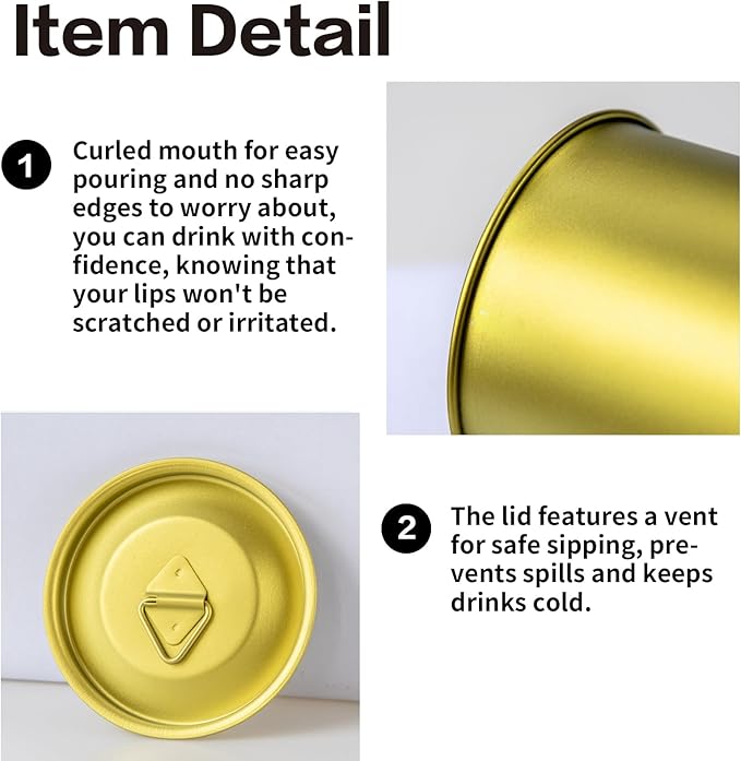 Titanium Camping Pot Mug 15oz (420ml) with Lid and Foldable Handle – Ultralight Camping Cup for Hiking, Backpacking, Outdoor Cooking, Yellow