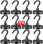 DIYMAG Black Magnetic Hooks, 170 LB Heavy Duty Strong Magnets with Hooks Rare Earth Neodymium Fridge Magnet for Grill Hanging Cruise Cabins Ship Essentials 12 Packs