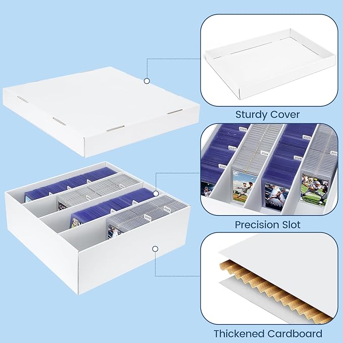 Trading Card Storage Box, 2 Pack Sports Cards Storage Boxes with 10 Dividers, Top Loader Storage Case for TCG/MTG, Game Cards