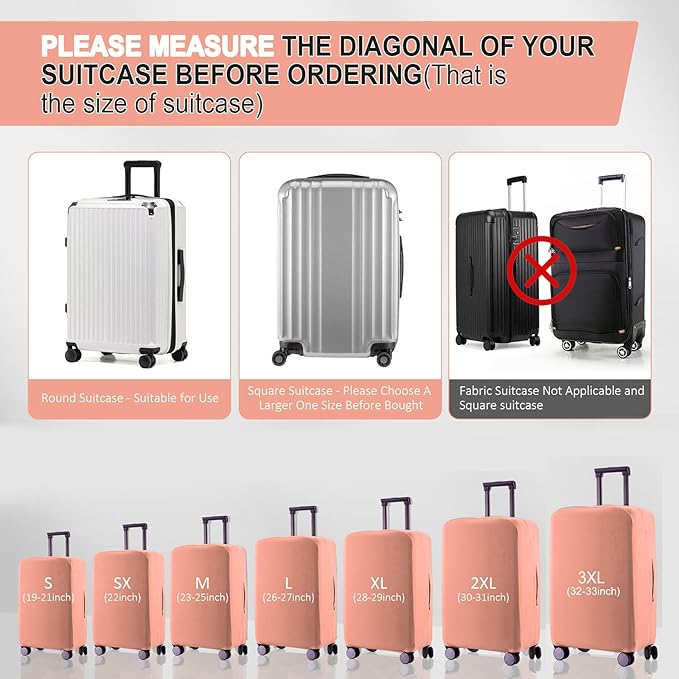 Travel Luggage Cover Suitcase Protector Scratch-Resistant Fit 19-31 Inch Suitcase, Not Included Suitcase (Pink, 2XL(30-31 inch))