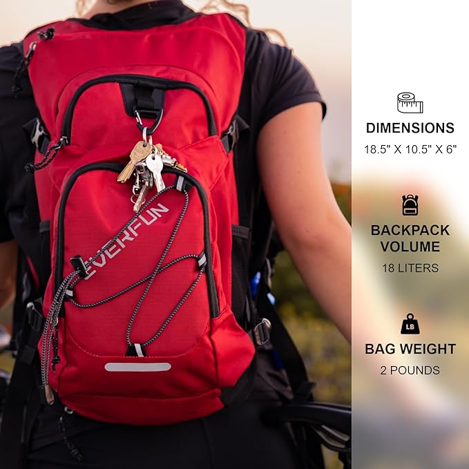 Everfun Hydration Backpack 18L with Water Bladder 2L/3L Hiking Water Backpack Women Men Hydration Pack Insulated Lightweight Day Hydropack with Storage for Hiking, Biking, Running, Festival