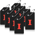 8 Pcs Luggage Tags for Suitcases, 26 Initial Letter Travel Luggage Baggage Identification Labels ID Tags Fully Bendable Tags with Stainless Steel Loop (Letter I, Black)
