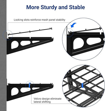 FLEXIMOUNTS 12-inch-by-72-inch Wall Shelf Garage Storage Rack Wall Mounted Floating Shelves,1x6ft,Black, 2-Pack, Classic Series