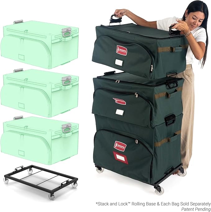 TreeKeeper Stack & Lock™ Storage Rolling Base Locking Caster Wheels for Stack and Lock System Christmas Storage Bags