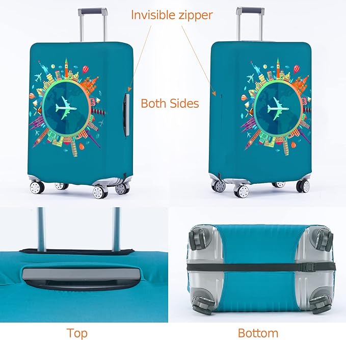 Travelkin Luggage Covers With Tag For Suitcases Tsa Approved,Suitcase Covers Protector Fit 18-32 Inch Luggage S(18-21inch suitcase)