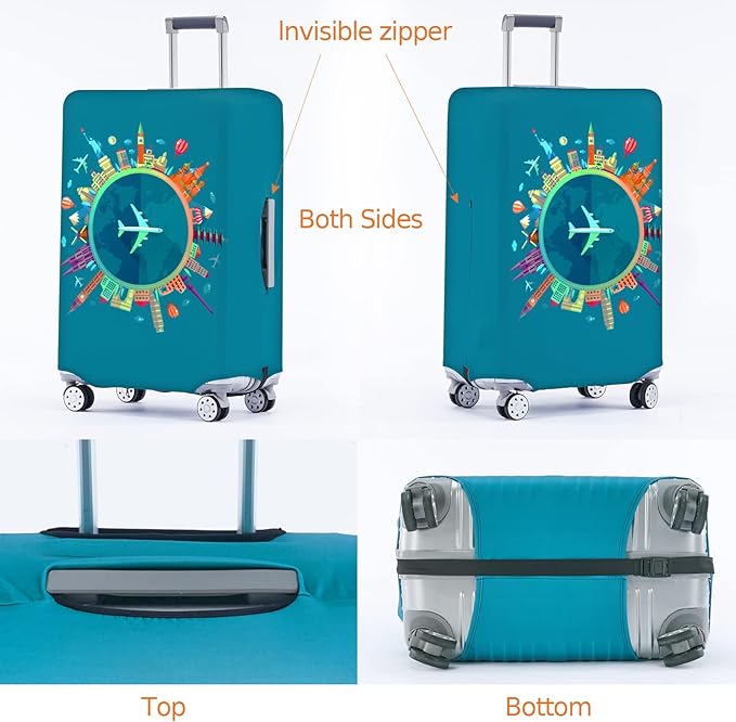Travelkin Luggage Covers For Suitcase Tsa Approved,Suitcase Cover Protector Fit 18-32 Inch Luggage (Dreaming Blue, XL)
