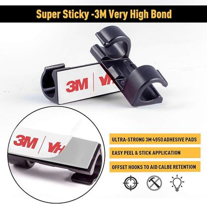 Cable Clips with Strong Self-Adhesive, XIAOXI Cord Organizer Cable Management Organizing Cords Wire for Car, Home and Office - 20 Pcs (Black)