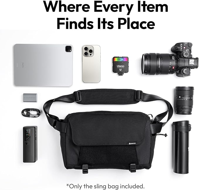 ULANZI BP11 8L Camera Sling Bag with Tripod Holder for Men Women, Lightweight Splash-proof DSLR/Mirrorless Anti-Theft Crossbody Bag for Travel Hiking Photography Customizable Front Pocket Camera Bag