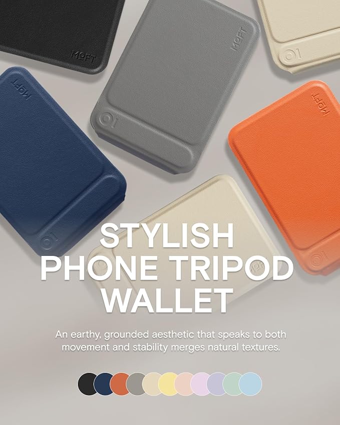 MOFT Phone Tripod Wallet for iPhone, Mulit-Angles, Lightweight & Portable Phone Stand, MOVAS Vegan Leather Magnetic Wallet, Strong Magnets, NFC Card Holder,Travel Essential, Jet Black (With Card Slot)