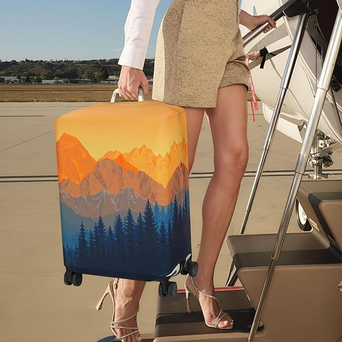 Explore Land Travel Luggage Cover Suitcase Protector Fits 18-22 Inch Case (Amber Mountains, S)