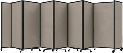 Versare Room Divider 360 Portable Wall Partition | Folding Panels | Large Freestanding Divider | Locking Wheels | Temporary Room Separator